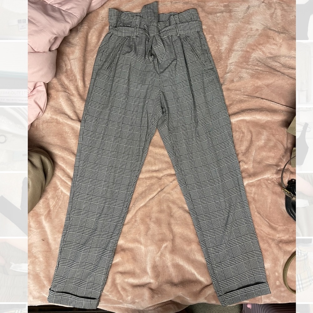 Plaid tie dress pant